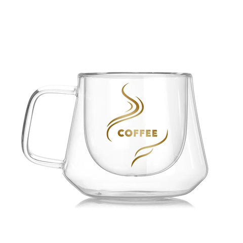 Coffee Cup Double-layer Insulated Milk Tea Diamond Cup Transparent With Handle