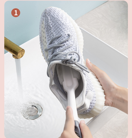 New Multi - Effect One - In -  Shoe Brush Soft Hair Wash Small White Shoes