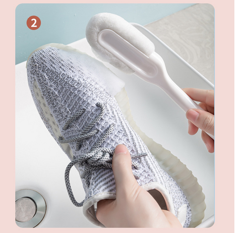 New Multi - Effect One - In -  Shoe Brush Soft Hair Wash Small White Shoes