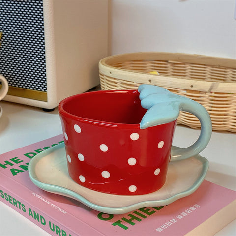 Cute Three-dimensional Strawberry Coffee Cup And Saucer Afternoon Tea Set