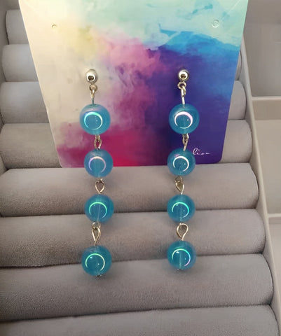 Dream Women's Fashion Candy-colored Acrylic Beautiful Long Tassel Earrings Ball Pendant Earrings Round Acrylic Earrings Accessories