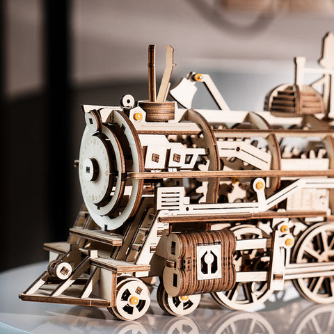 Robotime DIY Movable Locomotive By Clockwork Wooden Model Building Kits Assembly Toys Gift LK701 For Dropshipping