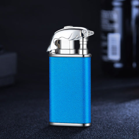 2022 Creative Blue Flame Lighter Dolphin Dragon Tiger Double Fire Metal Winproof Lighter Inflatable Lighter