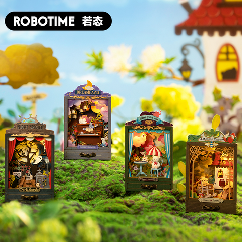 Robotime Rolife Dollhouse DIY Miniature Secret Garden Box Theater With Light 4 Styles Home Decor Assembly 3D Wooden Toys DS023