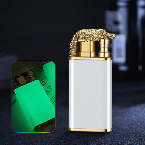 2022 Creative Blue Flame Lighter Dolphin Dragon Tiger Double Fire Metal Winproof Lighter Inflatable Lighter