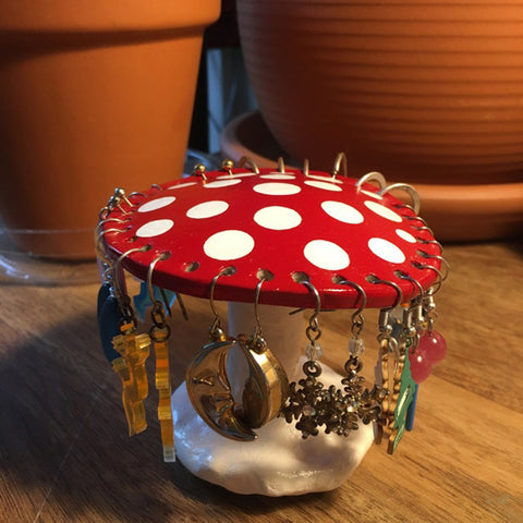 Mushroom Earring Rack Tabletop Ornaments Resin Decoration