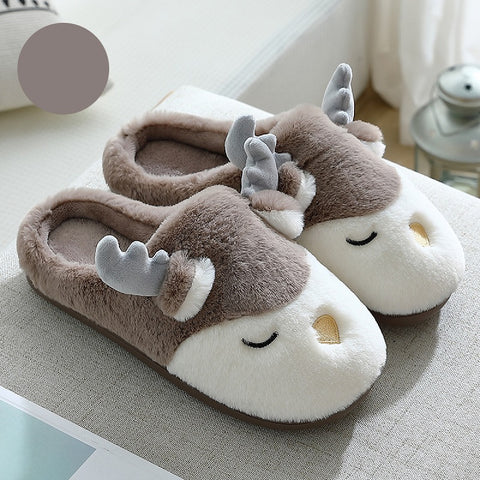 Winter Warm Cartoon Shoes Christmas Home Bedroom Slipper For Women Men