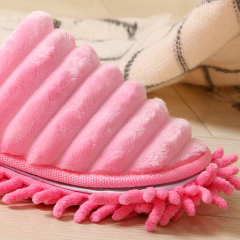 New Fluffy Striped Lazy Floor-scrubbing Slippers