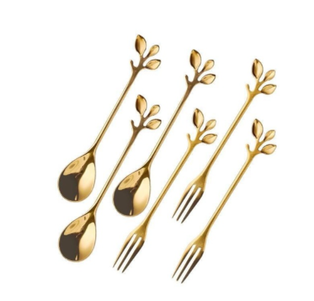 Stainless Steel Leaf Spoon Long Handle Square Head Small Tea  Honey Coffee