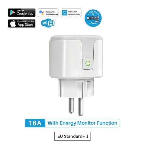 Tuya WiFi Bluetooth Smart Plug 16A 20A EU Smart Socket With Power Monitoring Timing Function Voice Control Via Alexa Google Home Yandex