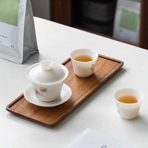 Walnut Japanese Tea Tray Coffee Cup Rectangular Solid Wood Dry Brewing Table