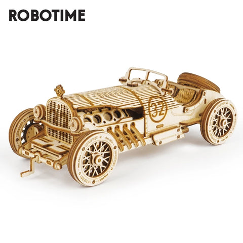 Robotime ROKR Grand Prix Car 3D Wooden Puzzle Game Assemble Racing Car Model Toys for Children Christmas Gifts MC401 Dropship