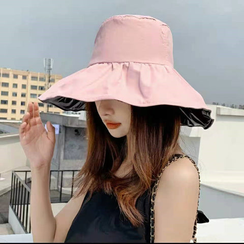 Women's Sunscreen Hat Korean Version Of Black Rubber UV Protection Hat