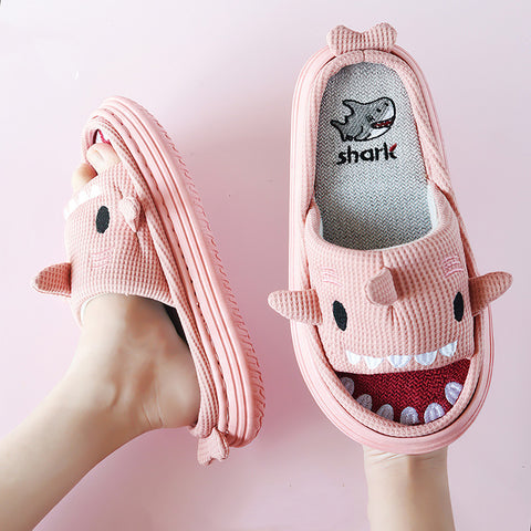 Cute Shark Slippers For Women Cartoon Thick Sole Couples House Shoes Slides