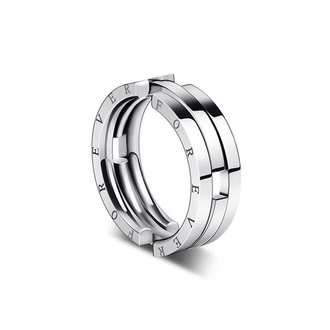 Unisex Stainless Steel Deformation Kissing Fish Ring For Men Women Engraved Forever Statement Rings Chain Jewelry Gift
