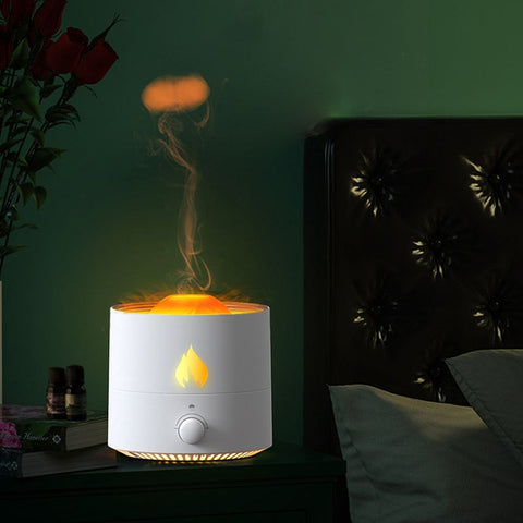 Amazon Top Office Custom Flame Night Light Aroma Diffuser 250ml Ultrasonic USB Fire Lamp Fragrance Jellyfish Air Humidifier
