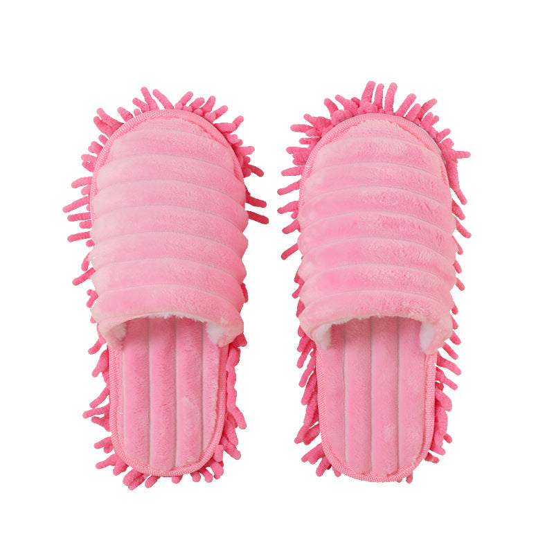 New Fluffy Striped Lazy Floor-scrubbing Slippers