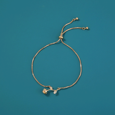 Brass Rose Gold Plated Adjustable Pull Bracelet