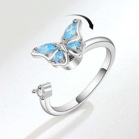 Women's Adjustable Rotatable Butterfly Ring