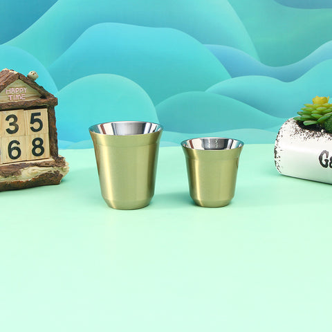 Stainless Steel Double-layer Coffee Cup Small Heat Insulation Tea Anti-scald
