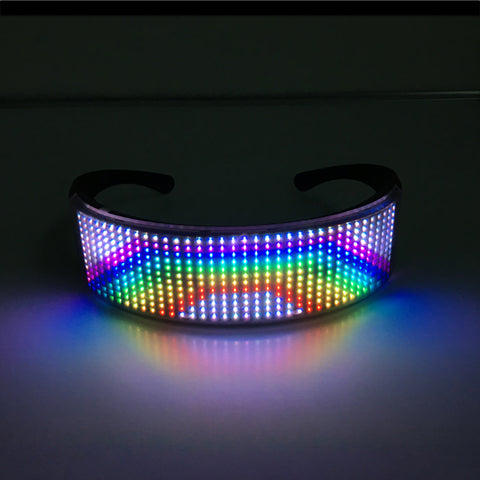 DIY Bluetooth App Control Led Party Glasses Customized Languages USB Charge Flashing Luminous Eyewear Christmas Concert Sunglasses For Women Men