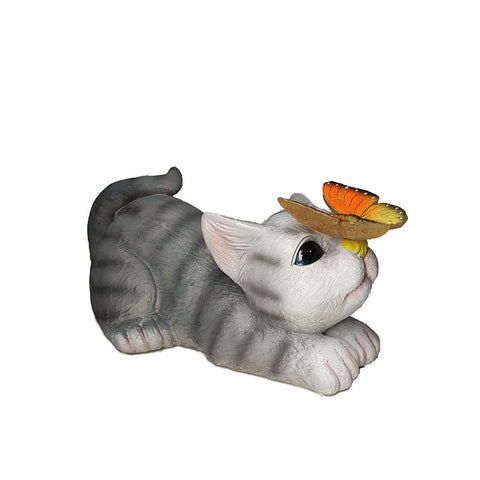 Creative Resin Cat Solar Sculpture Ornaments Outdoor Villa Courtyard Statue Crafts Garden Micro Landscape Decoration Accessories