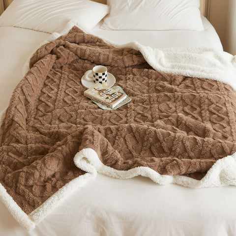 Jacquard Cut Flowers Plain Big Sofa Blanket Home Blanket Soft Outfit Matching Blanket