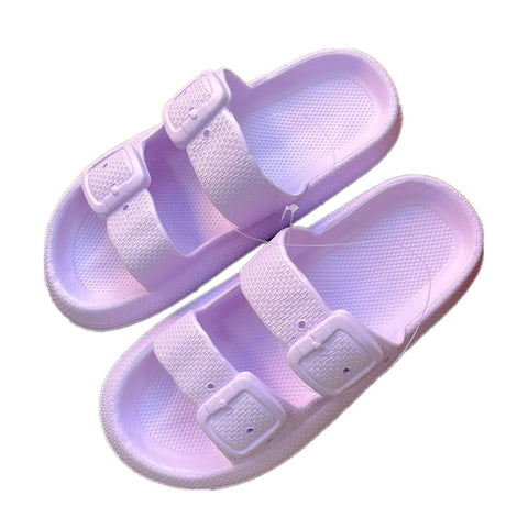 Buckle Slippers Women Outdoor Indoor Thick-soled Eva Bathroom Shoes