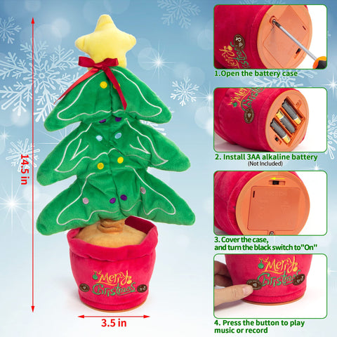 Dancing Christmas Toys Funny Tree Repeat Talking  Electronic Plush Toys Can Sing Record Lighten Early Education Funny Gift Christmas