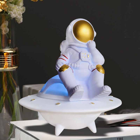 Moon Light UFO Astronaut Luminous Wireless Bluetooth TWS Speakers Creative Birthday Gift Decoration Loudspeaker Support TF FM