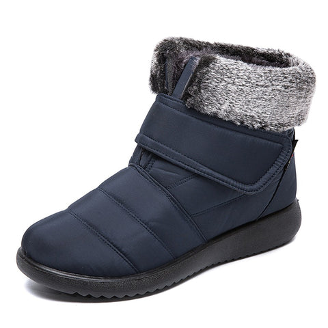 Women Snow Boots Winter Warm Shoes With Velcro Design Flat Ankle Boots