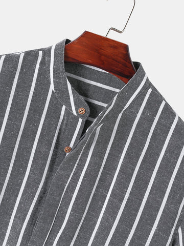 Fashion Striped Casual Men's Shirt Short Sleeve