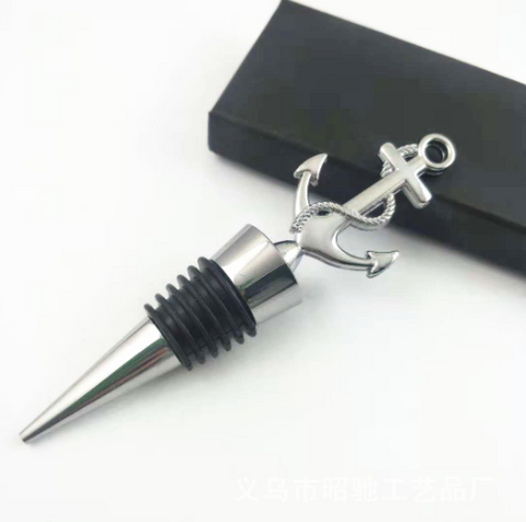 Manufacturer Sells Directly LOVE Ship Anchor Red Wine Stopper Creative Wine Stopper Zinc Alloy Bottle Stopper Fresh-keeping Stopper Christmas Gift