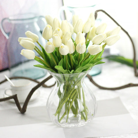 Hand Holding Silk Flower PU Mini Tulip Simulation Flower Wedding Family INS Style