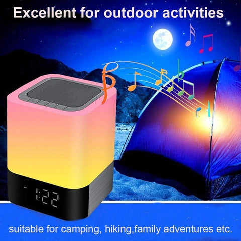 Alarm Clock Bluetooth Speaker Touch Screen LED Light Portable Colorful Light Desktop Audio