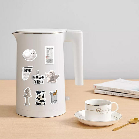 Black And White Simple Style Laptop Coffee Milk Tea Cup Waterproof Sticker Painting