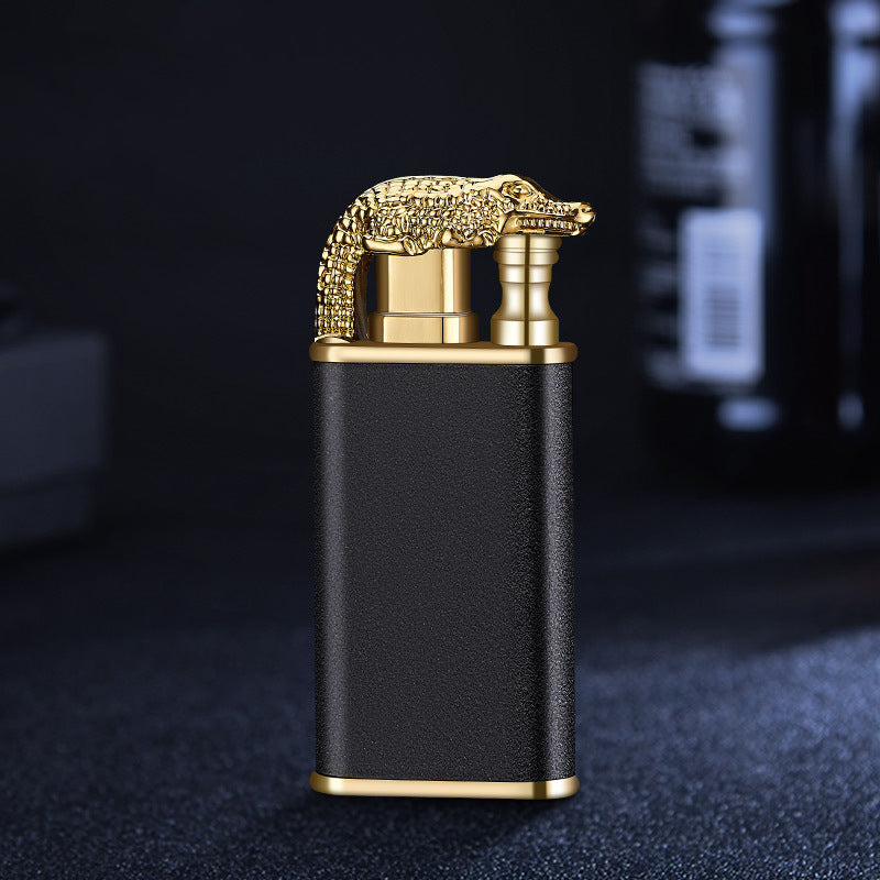 2022 Creative Blue Flame Lighter Dolphin Dragon Tiger Double Fire Metal Winproof Lighter Inflatable Lighter