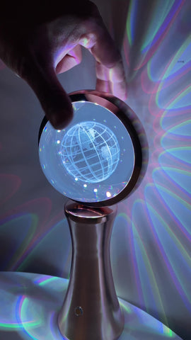 3D Crystal Globe Rotating Night Light RGB Charging