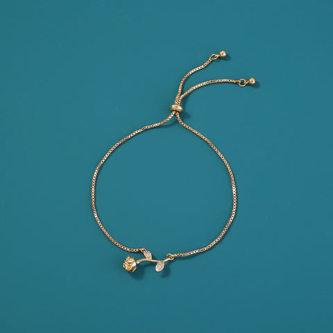 Brass Rose Gold Plated Adjustable Pull Bracelet