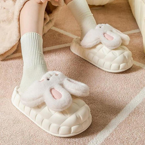 Winter Shoes Fuzzy Slippers Cute Rabbit Washable Detachable Warm House Shoes For Women Men