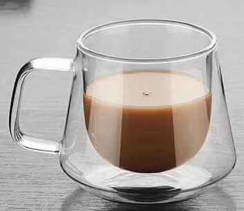 Coffee Cup Double-layer Insulated Milk Tea Diamond Cup Transparent With Handle