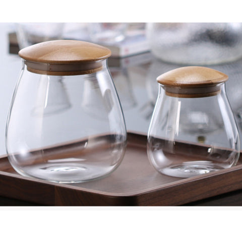 Kitchen Mushroom Shaped Glass Coarse Grains Sealed Tea Coffee Bean Storage Jar