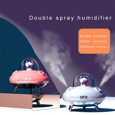400ml Air Humidifier Cute Beer 7-colour Light Humidifier Moisturizing Double Spray Bedroom H2o Ufo Humidifier