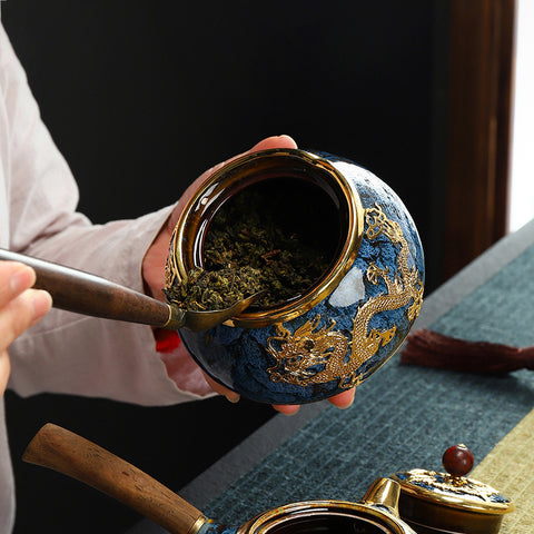 Golden Inlaid Jade Tea Pot Kung Fu Tea Set Large Sealed Tea Pot