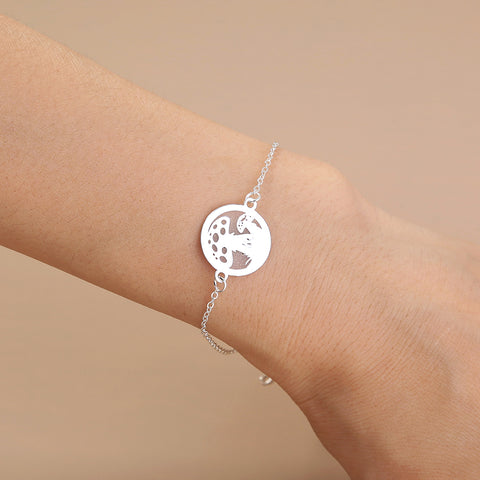 Glow-in-the-dark round brass mushroom bracelet