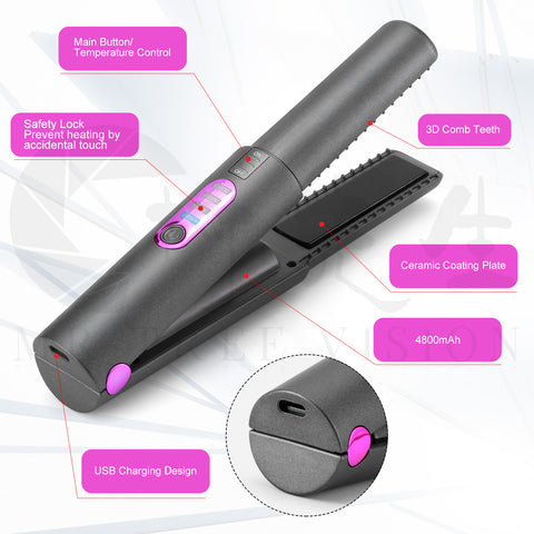 New Arrivals 2022 USB Charge Mini Wireless Travel Iron Ceramic Home Hair Straightener Machine