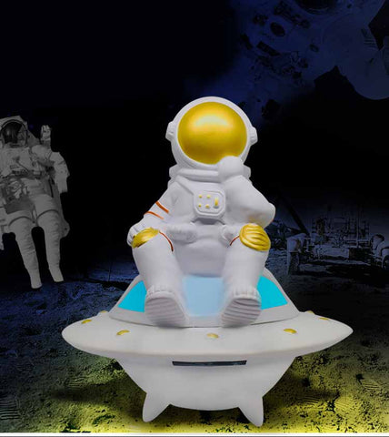 Moon Light UFO Astronaut Luminous Wireless Bluetooth TWS Speakers Creative Birthday Gift Decoration Loudspeaker Support TF FM
