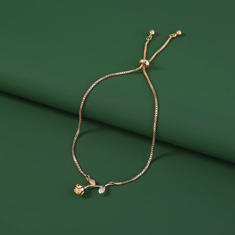 Brass Rose Gold Plated Adjustable Pull Bracelet