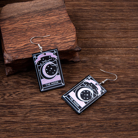 Halloween Black Cat Skull Acrylic Earrings For Women