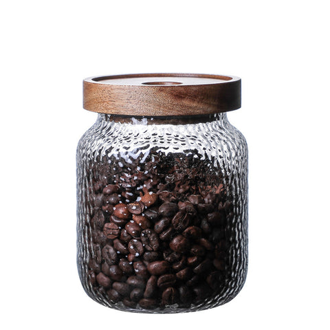 Acacia Food Coffee Bean Tea Glass Storage Jar